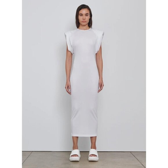 WARDROBE.NYC Sheath Dress iin White Large New Womens Jersey Midi - Picture 15 of 15